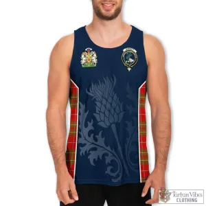 Burnett Tartan Men's Tanks Top with Family Crest and Scottish Thistle Vibes Sport Style