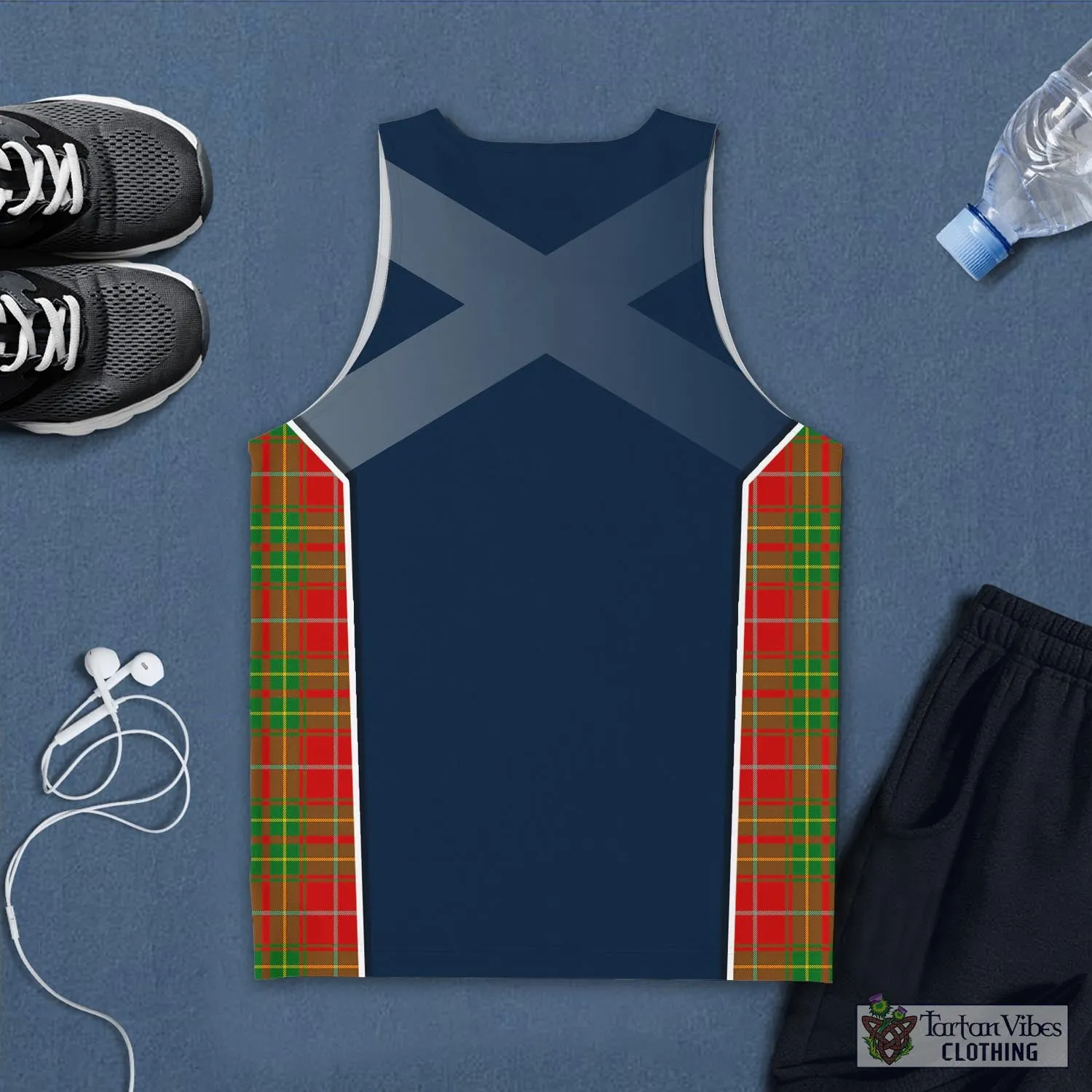 Burnett Tartan Men's Tanks Top with Family Crest and Scottish Thistle Vibes Sport Style