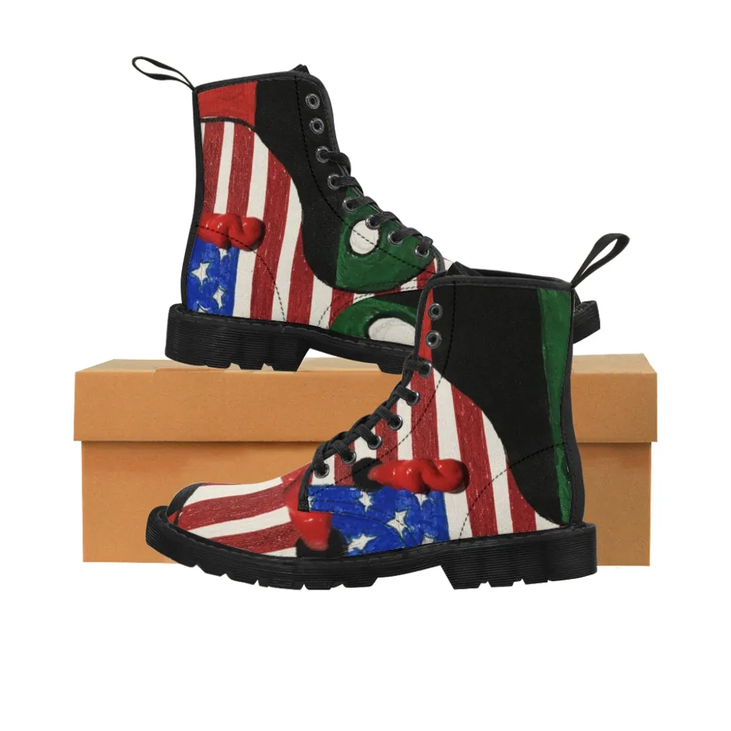 Canvas Boots AL BLUE DESIGNED ART AFRO AMERICAN