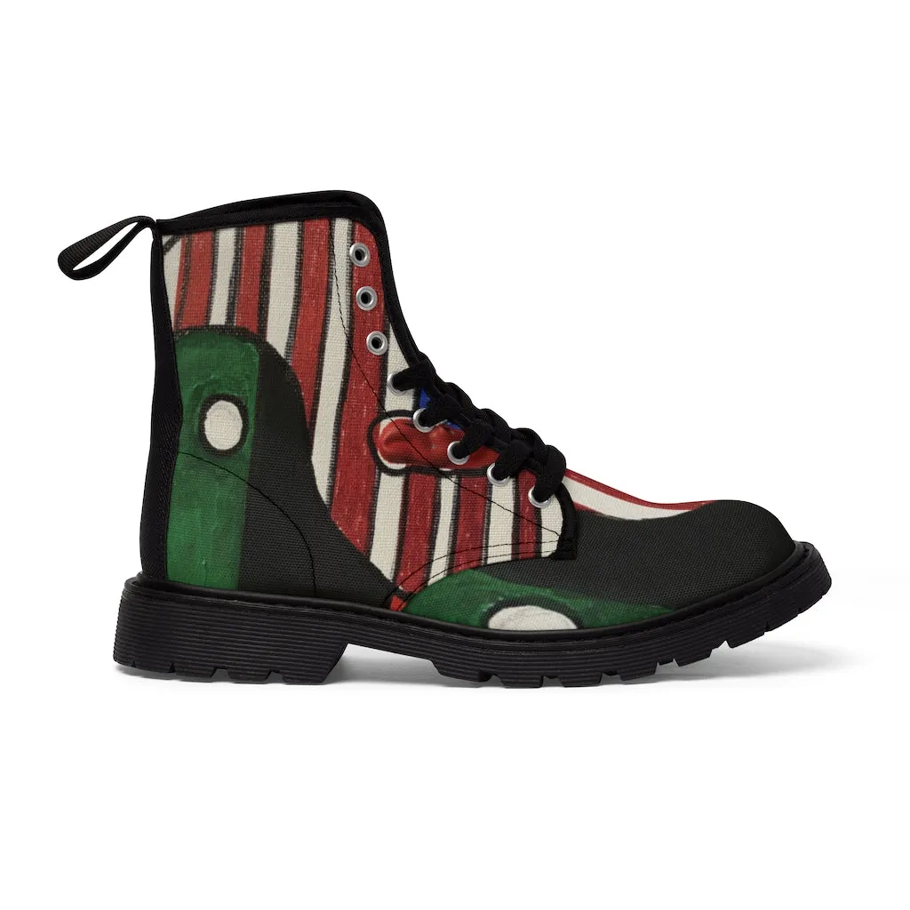 Canvas Boots AL BLUE DESIGNED ART AFRO AMERICAN