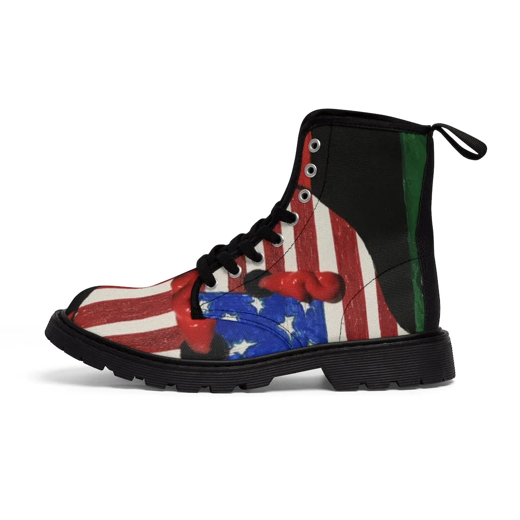 Canvas Boots AL BLUE DESIGNED ART AFRO AMERICAN