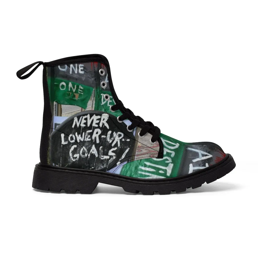 Canvas Boots AL BLUE DESIGNED ART NEVER