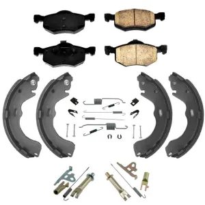 Ceramic Front Pads & Brake Shoes 5pc for Ford Ford Escape 01-07 with Rear Drum