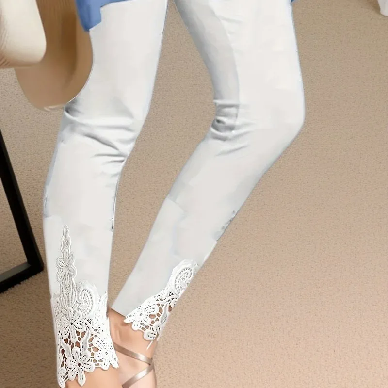 Chic Contrast Lace Leggings for Comfortable and Stylish Women