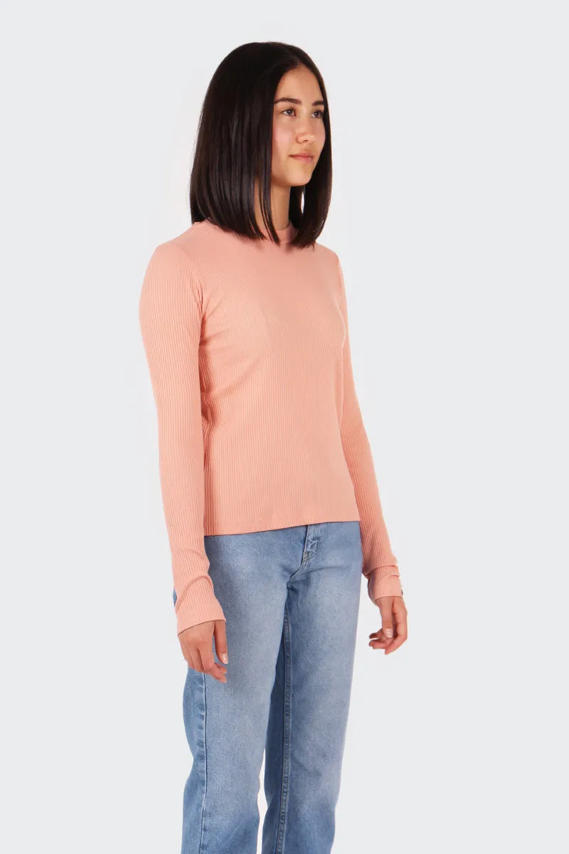 Classic Ribbed Long Sleeve T-Shirt - blush