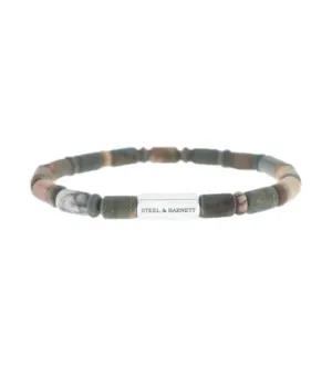 Colorful Cal Barrel Gemstone Bracelet Matt Pine/Multi