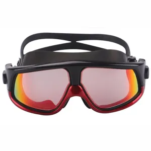 Colorful Large Frame Electroplating Anti-fog Silicone Swimming Goggles for Adults (Red   Black)