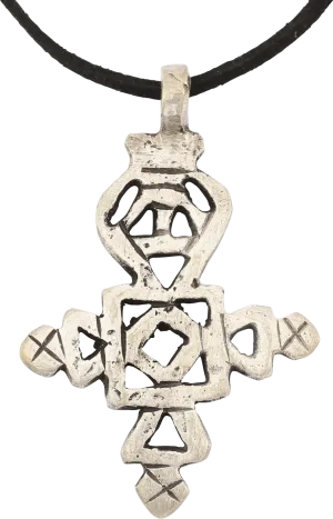 COPTIC SILVER CROSS, ETHIOPIA, 19TH CENTURY