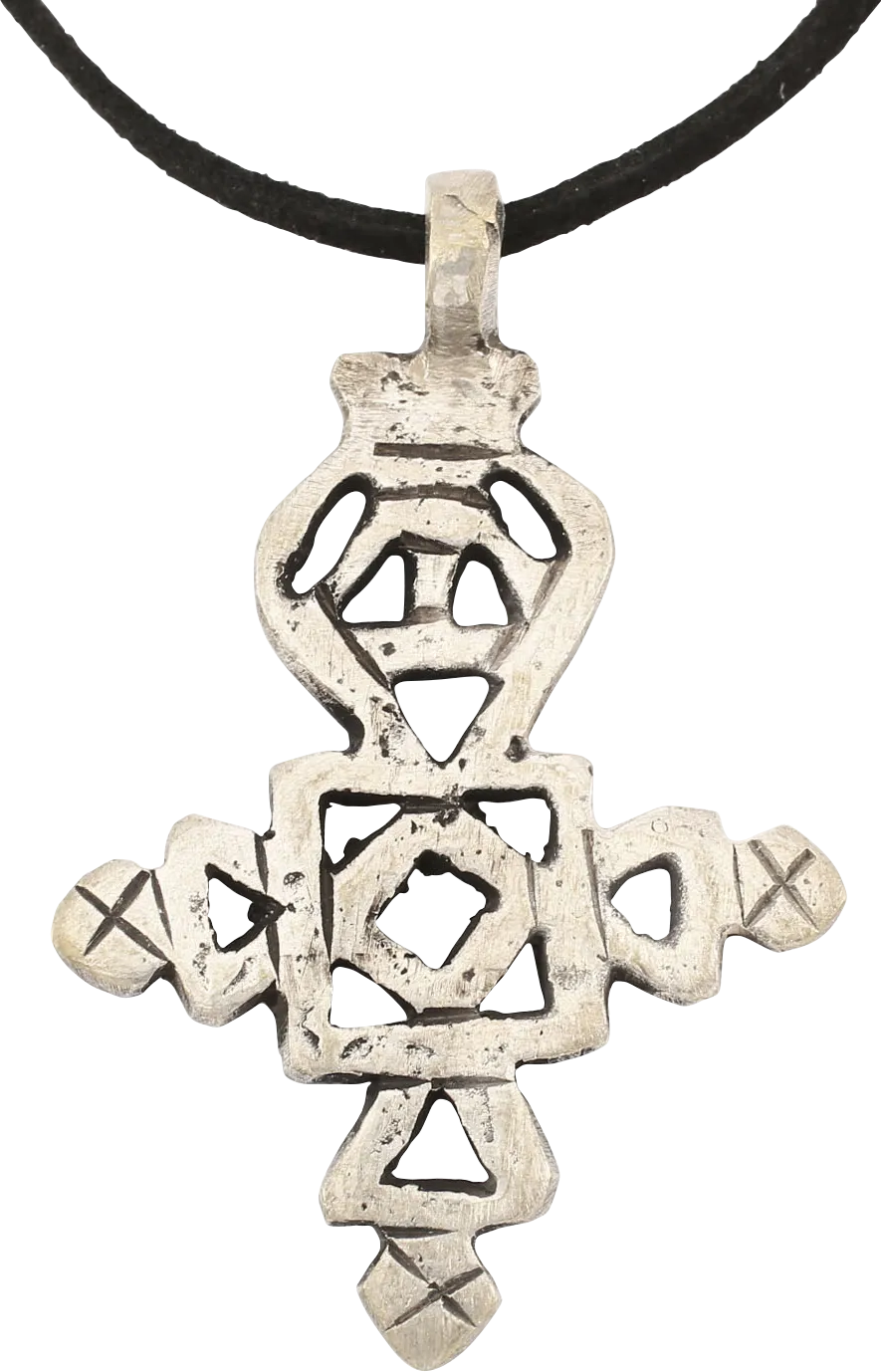 COPTIC SILVER CROSS, ETHIOPIA, 19TH CENTURY