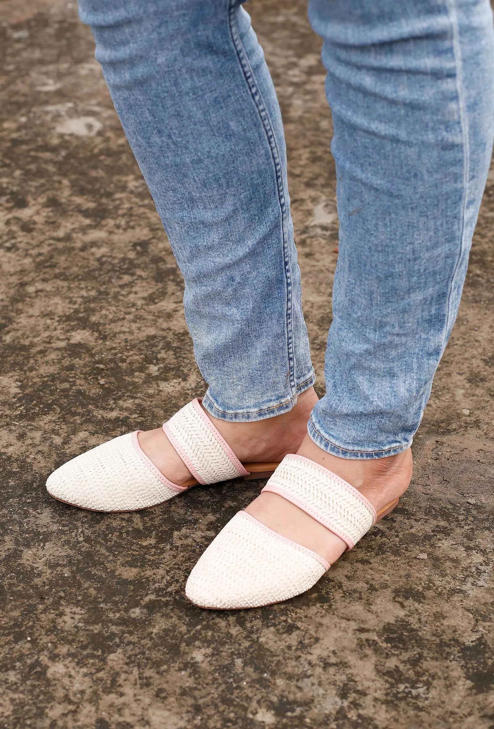 Creama Raffia Weave Mules