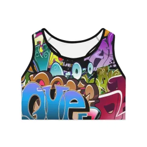 Crowgodshi Designer Graffiti Sports Bra