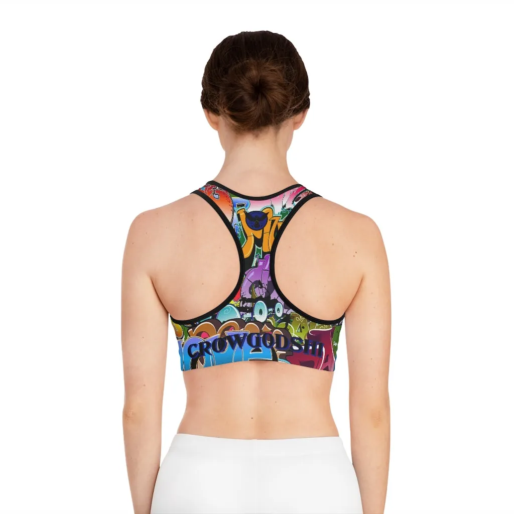 Crowgodshi Designer Graffiti Sports Bra