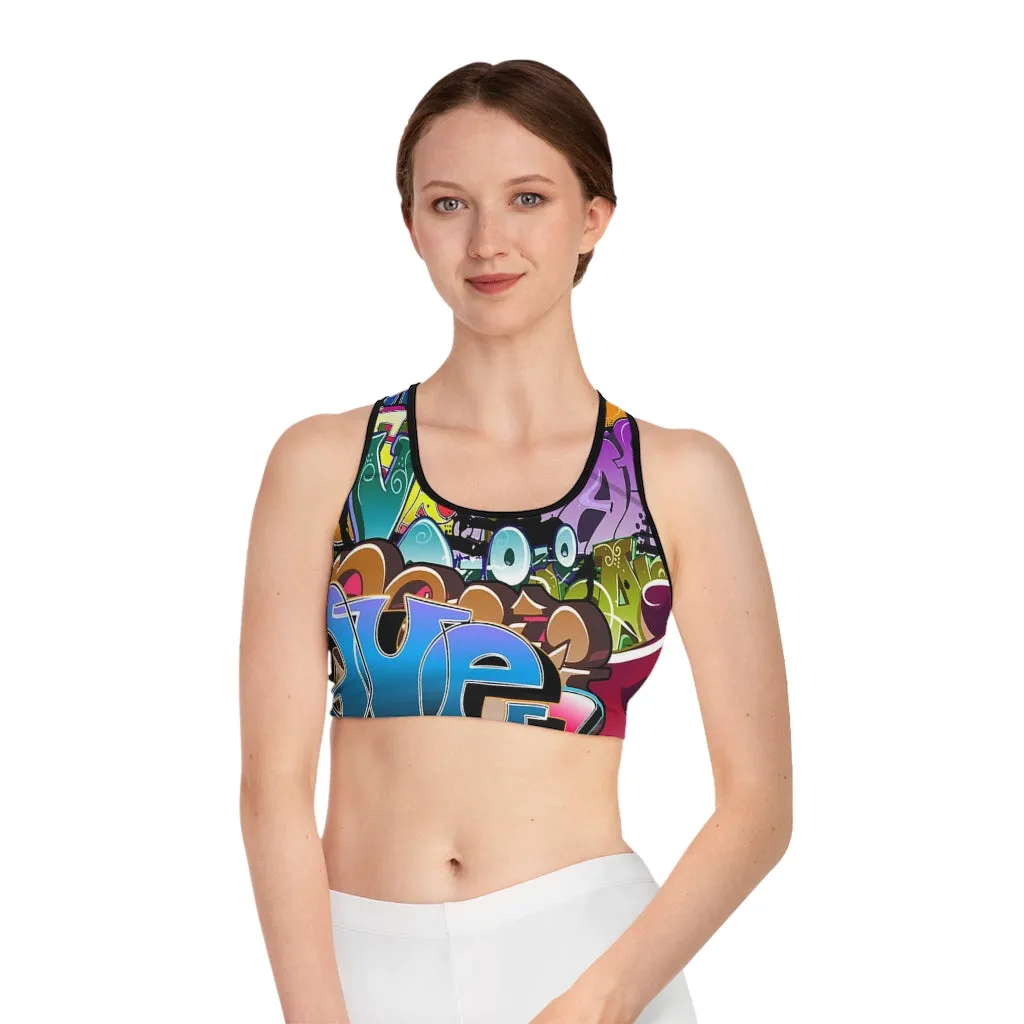 Crowgodshi Designer Graffiti Sports Bra