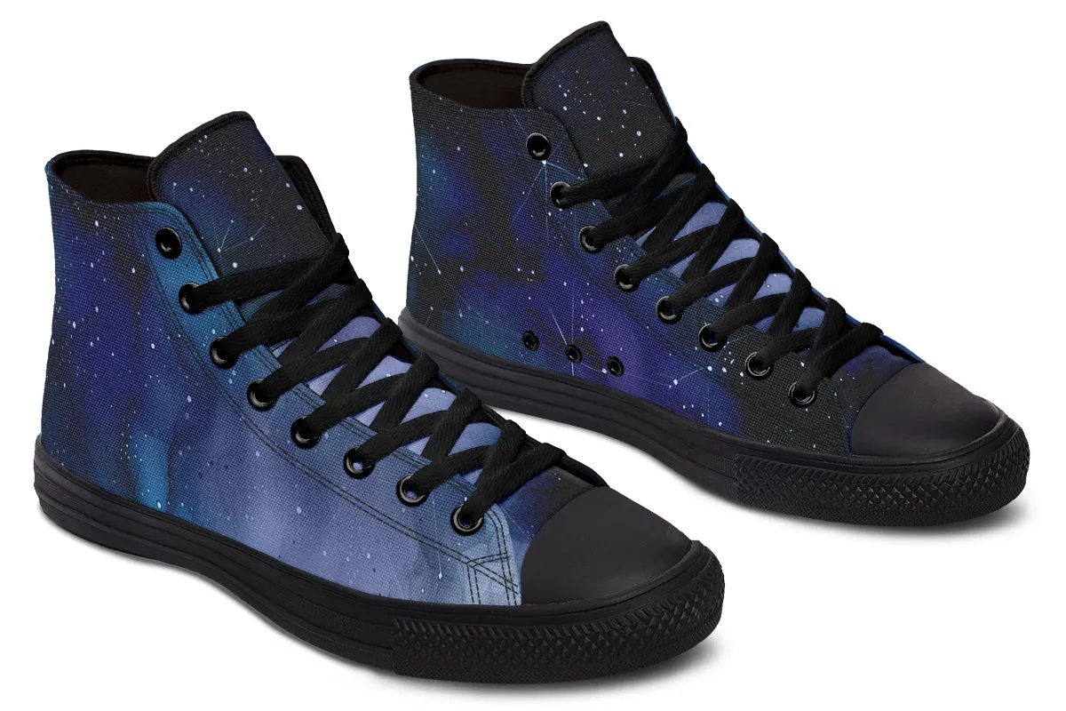 Deep Blue High Tops - Classic Premium Canvas Shoes with Comfortable and Durable Soles