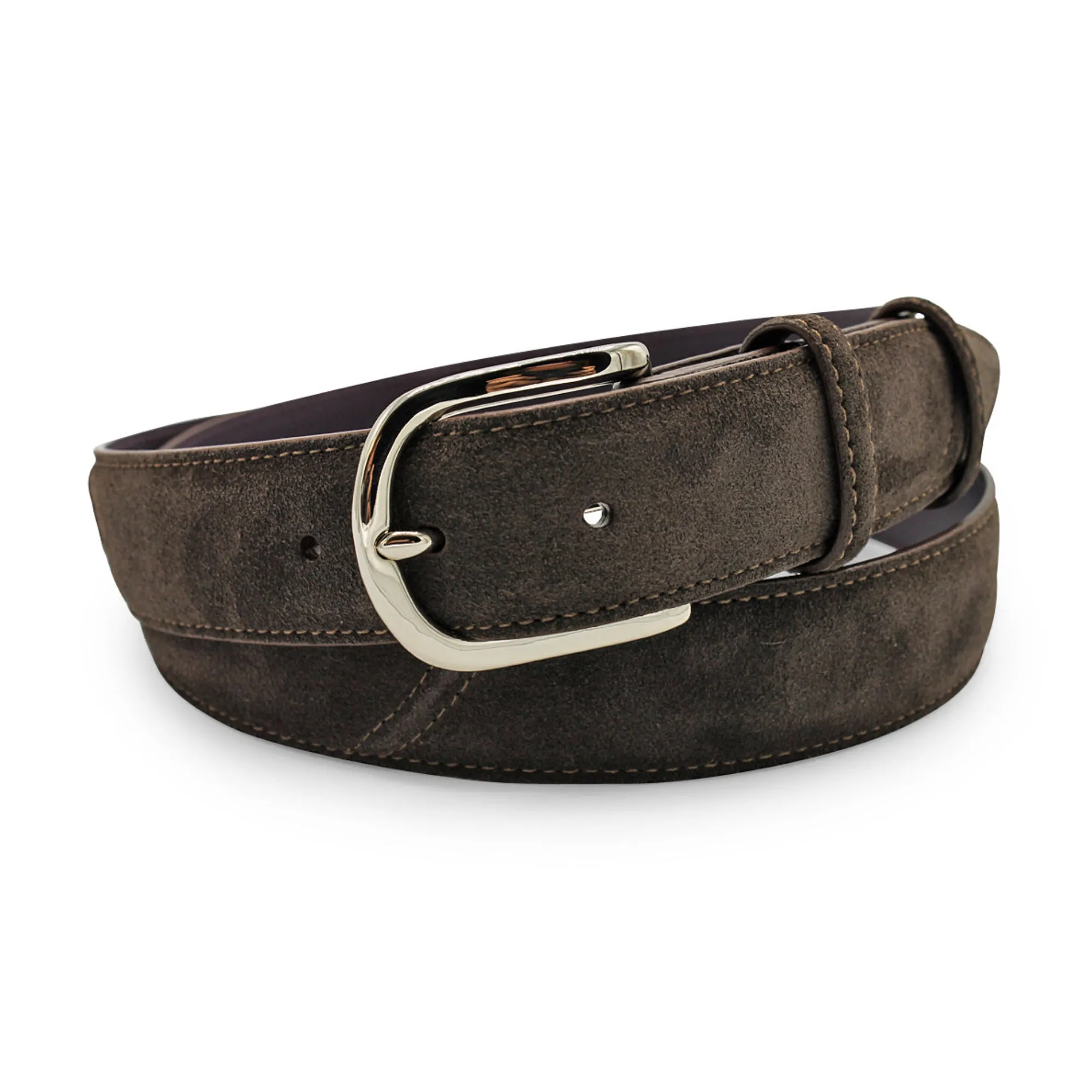 Deep Choc Suede 'Hancock' Prong Belt