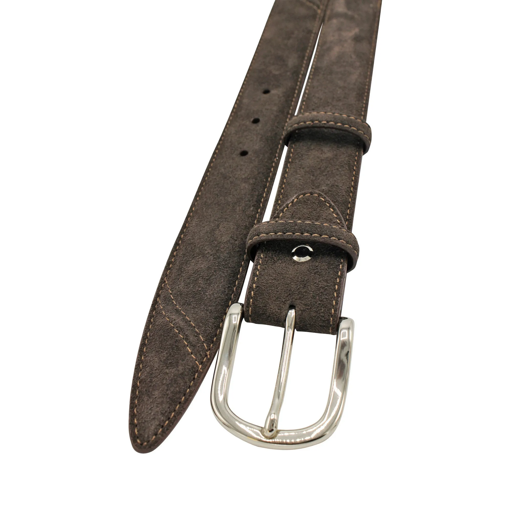 Deep Choc Suede 'Hancock' Prong Belt