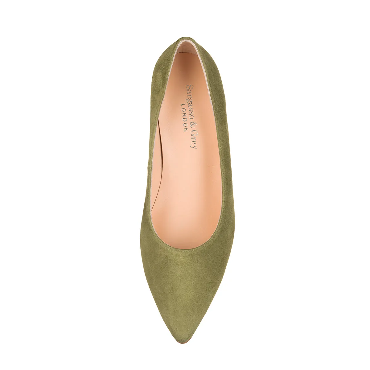 Eve Wide Fit Court Shoe –  Olive Suede