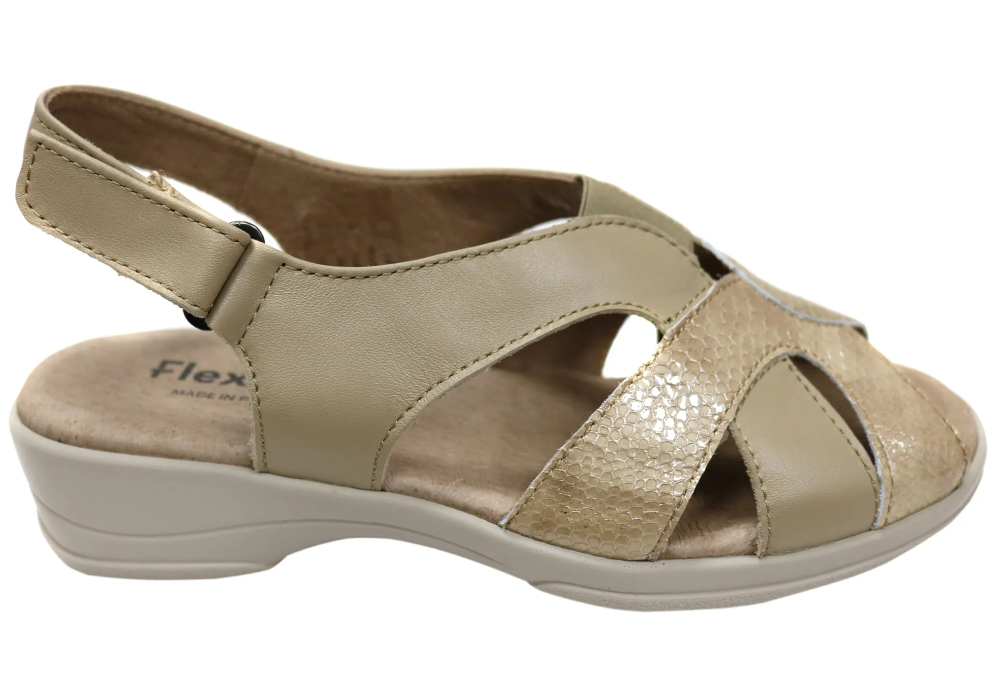 Flex & Go Hilda Womens Comfortable Leather Sandals Made In Portugal