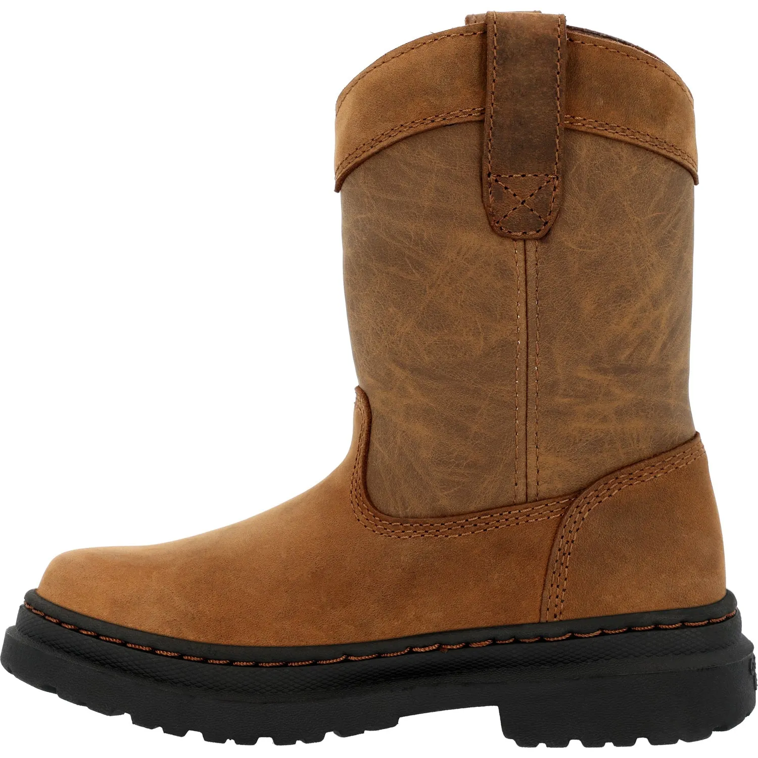 Georgia Youth Unisex Pull On Superlyte Brown Leather Work Boots