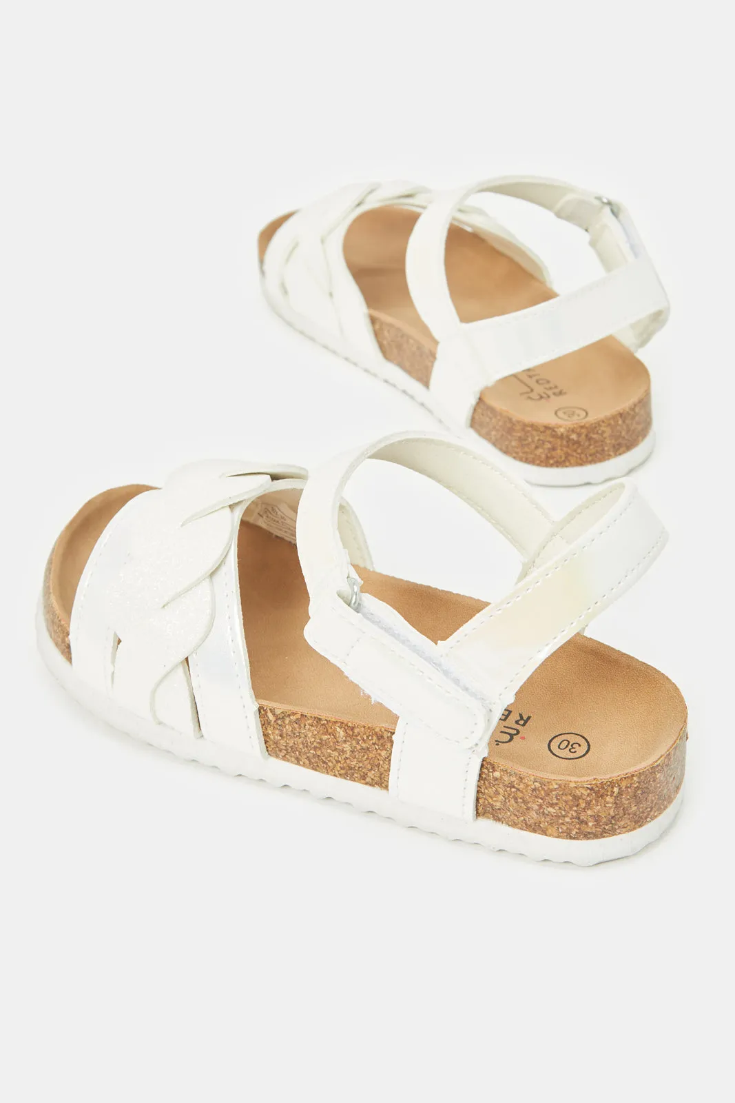 Girls White Embellished Cork Sandal