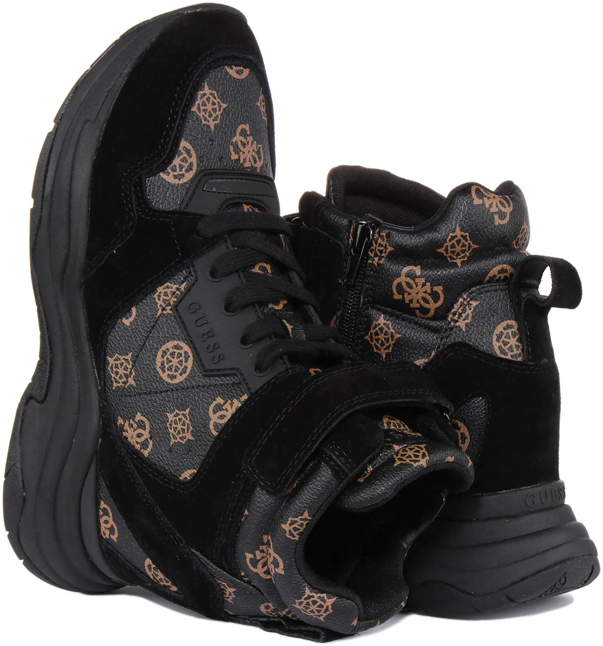 Guess Orlando Wedge Sneaker In Black Brown For Women