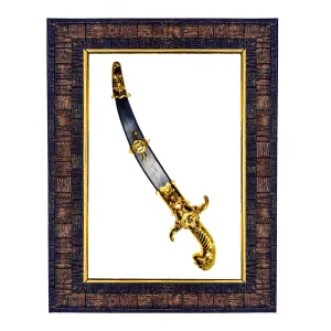 Hawai Feng Shui Vastu Remedies Wooden Framed Golden Victory Sword Photo for Home Office Business Place, 8.5x7inch, SFDI235BLKFRM