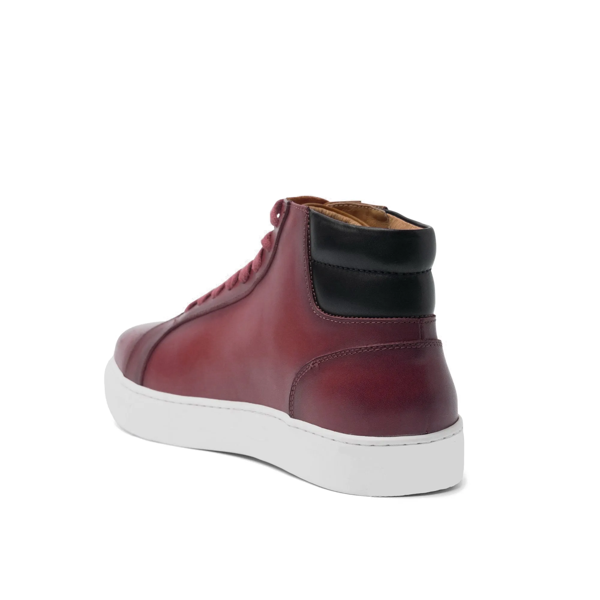 Height Increasing Dark Red Leather Angus Sneaker Boots