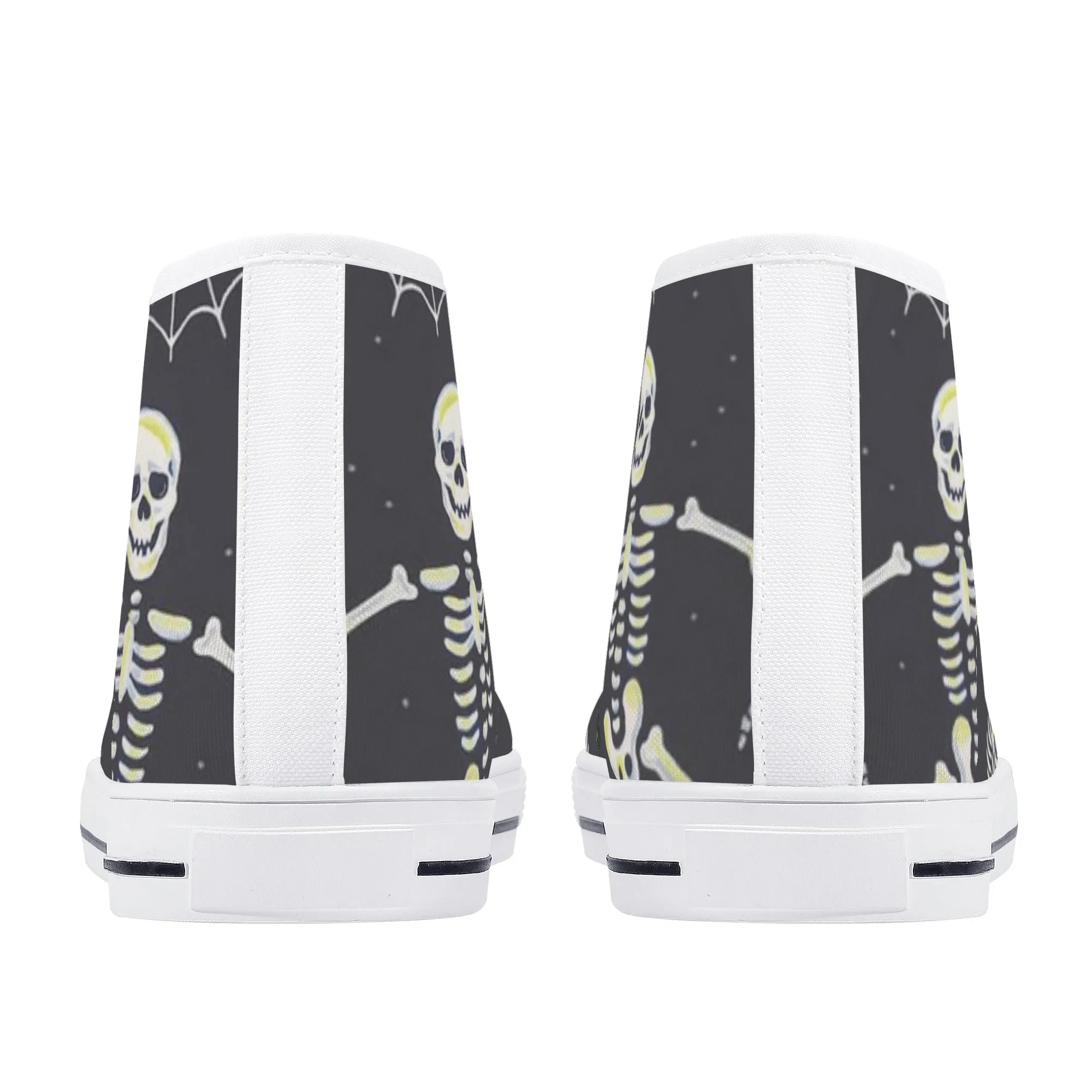 High Top Canvas Sneakers | Printed Tongue | Halloween themed Goth shoes | Spooky season | Dancing Skeletons