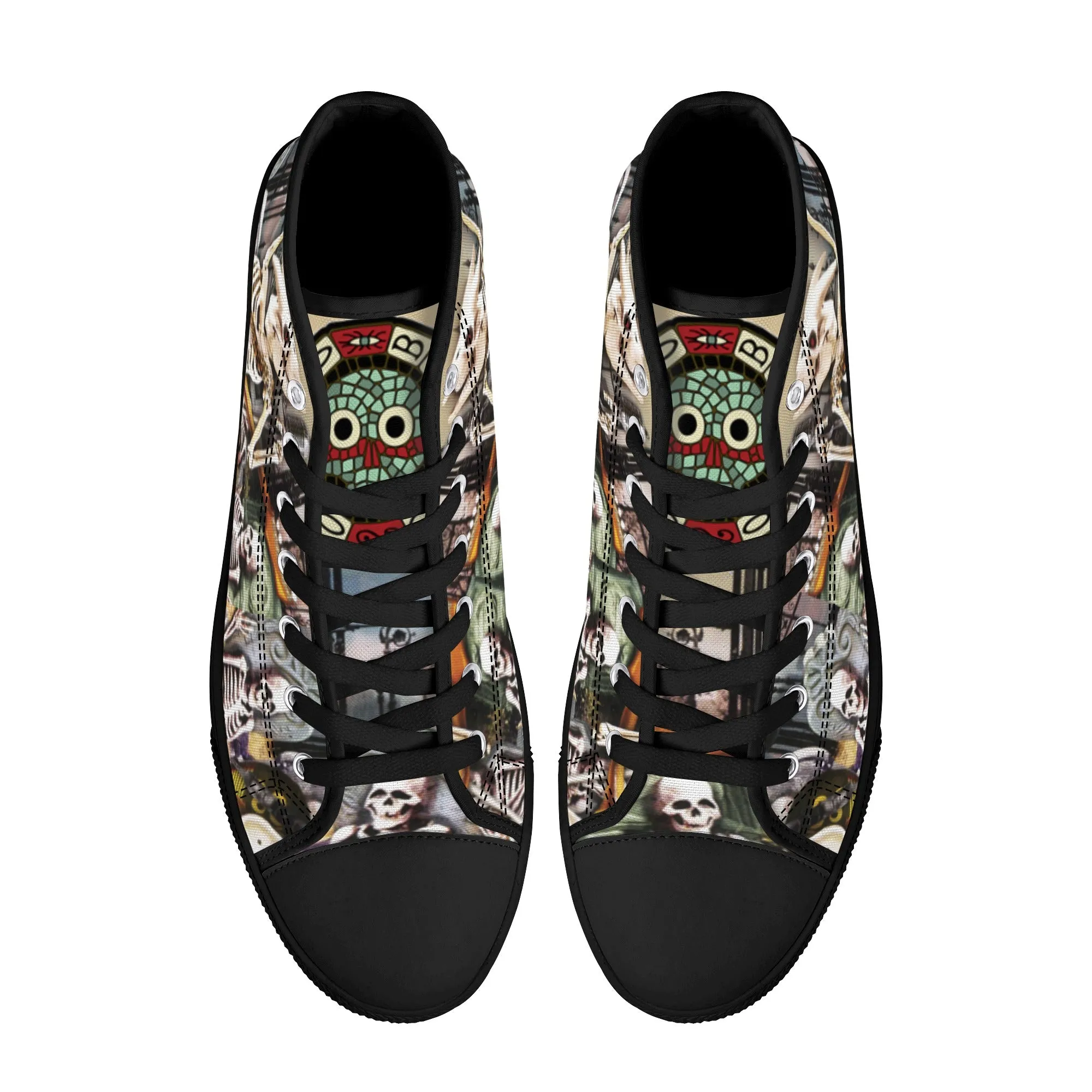 High Top Canvas Sneakers | Printed Tongue | Halloween themed Goth shoes | Spooky season Gift | Oingo Boingo style