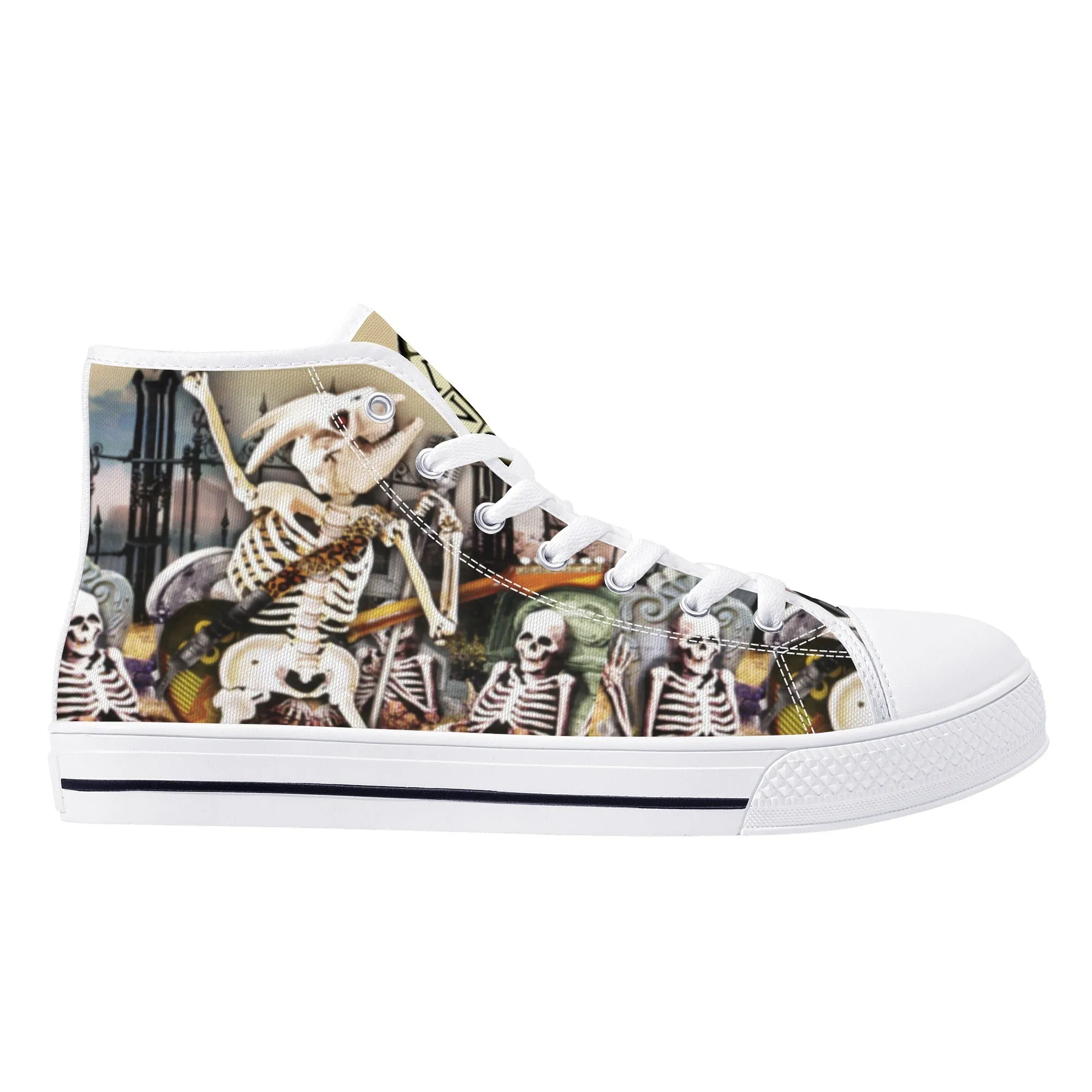 High Top Canvas Sneakers | Printed Tongue | Halloween themed Goth shoes | Spooky season Gift | Oingo Boingo style