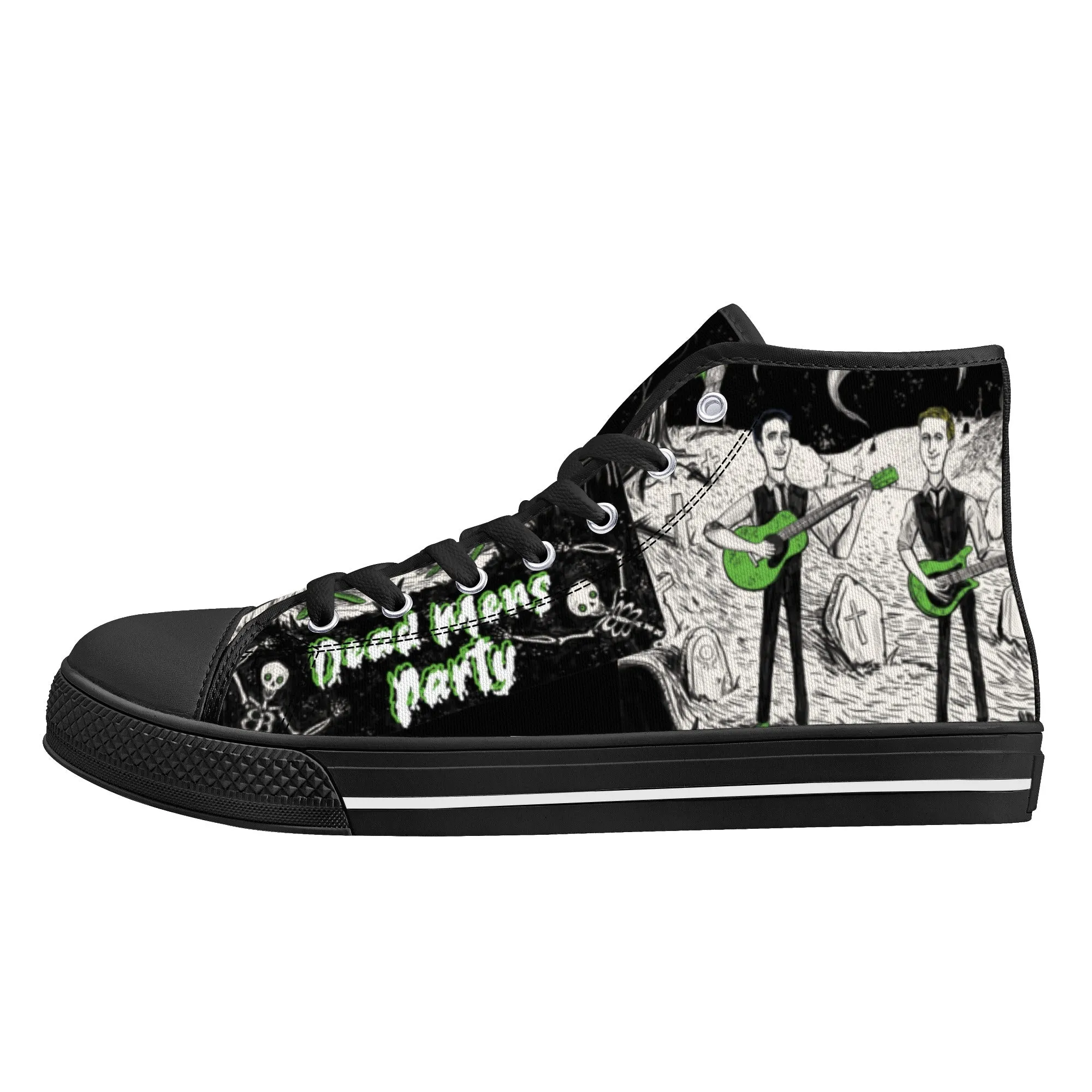 High Top Canvas Sneakers | Printed Tongue | Halloween themed Goth shoes | Spooky Season gift | Oingo Boingo