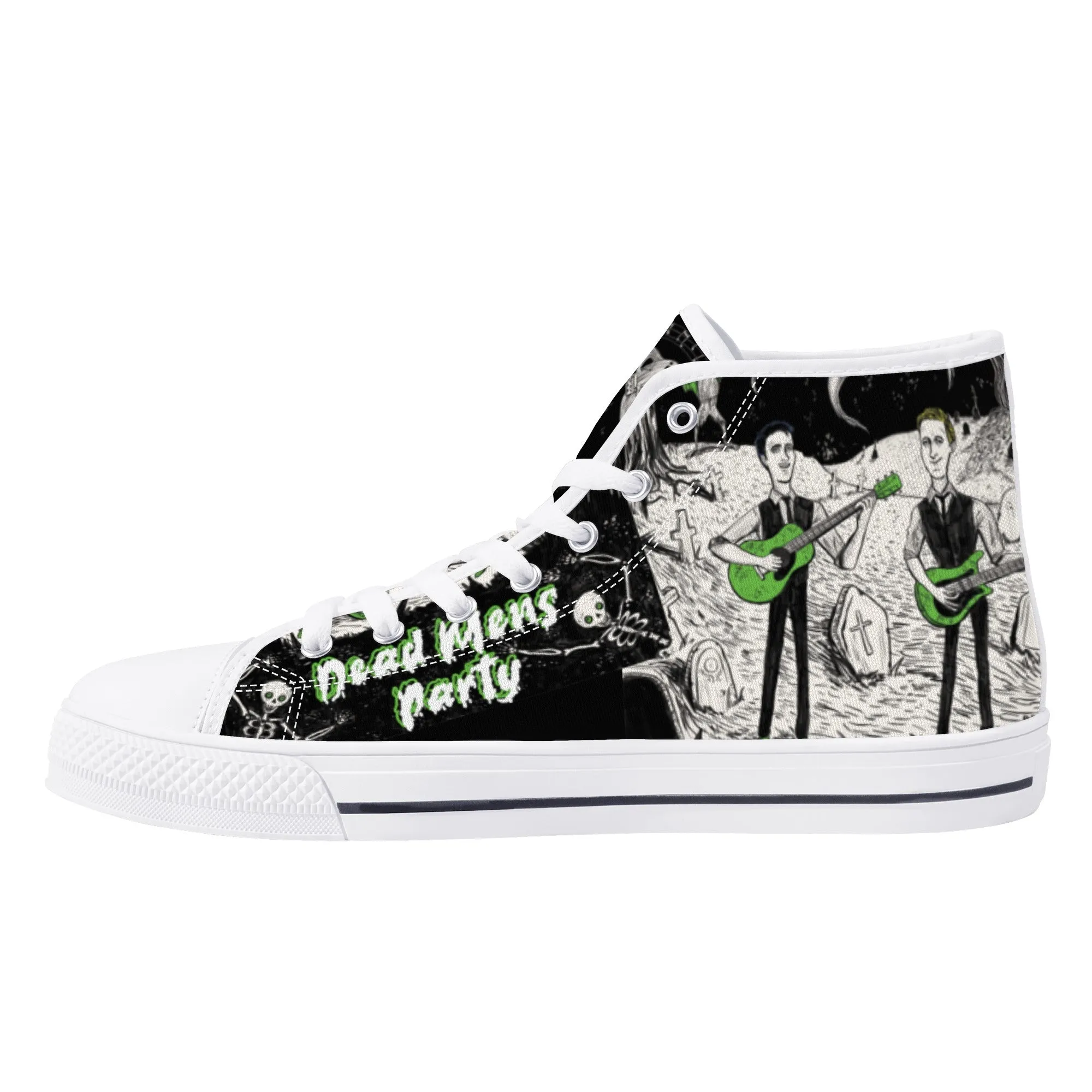 High Top Canvas Sneakers | Printed Tongue | Halloween themed Goth shoes | Spooky Season gift | Oingo Boingo