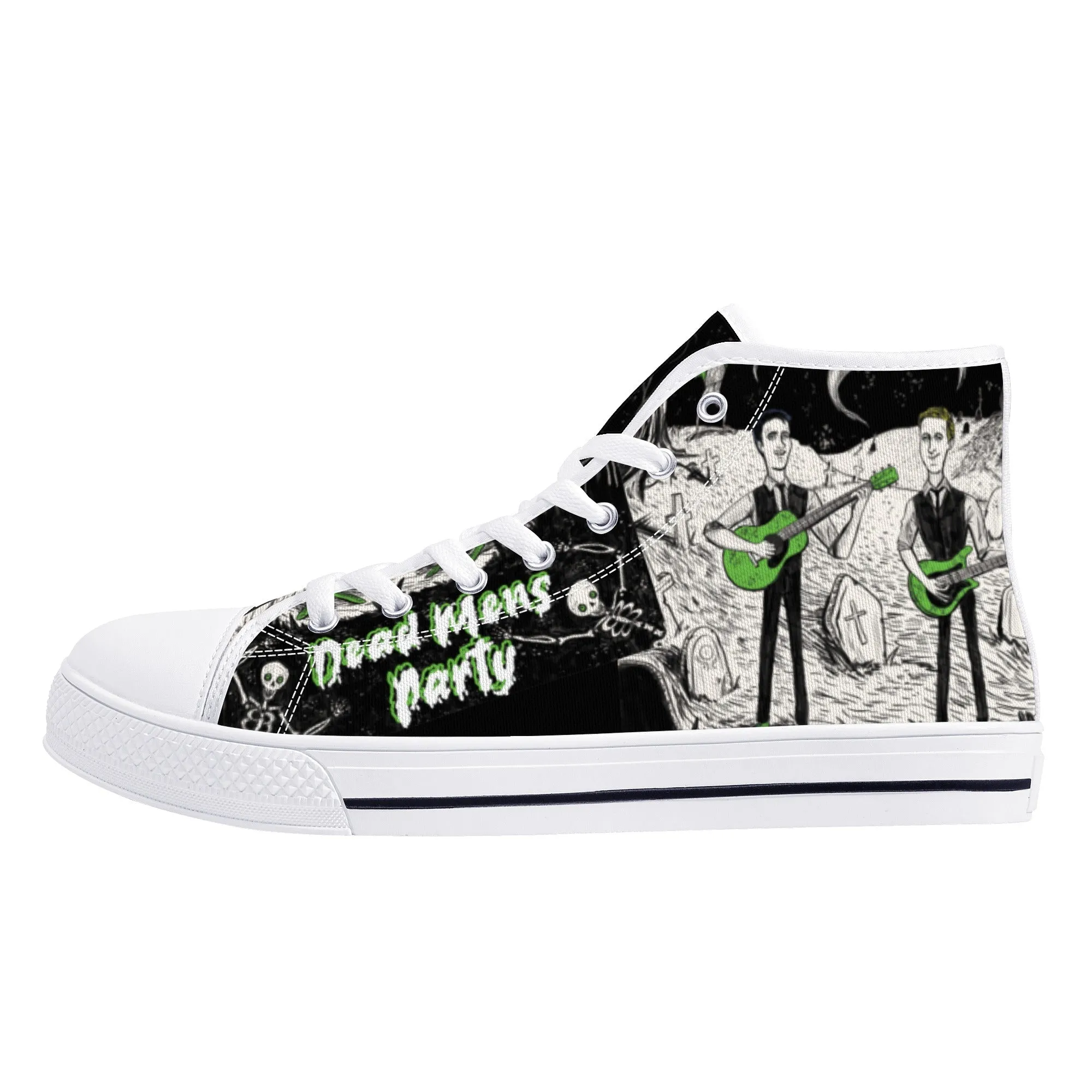 High Top Canvas Sneakers | Printed Tongue | Halloween themed Goth shoes | Spooky Season gift | Oingo Boingo