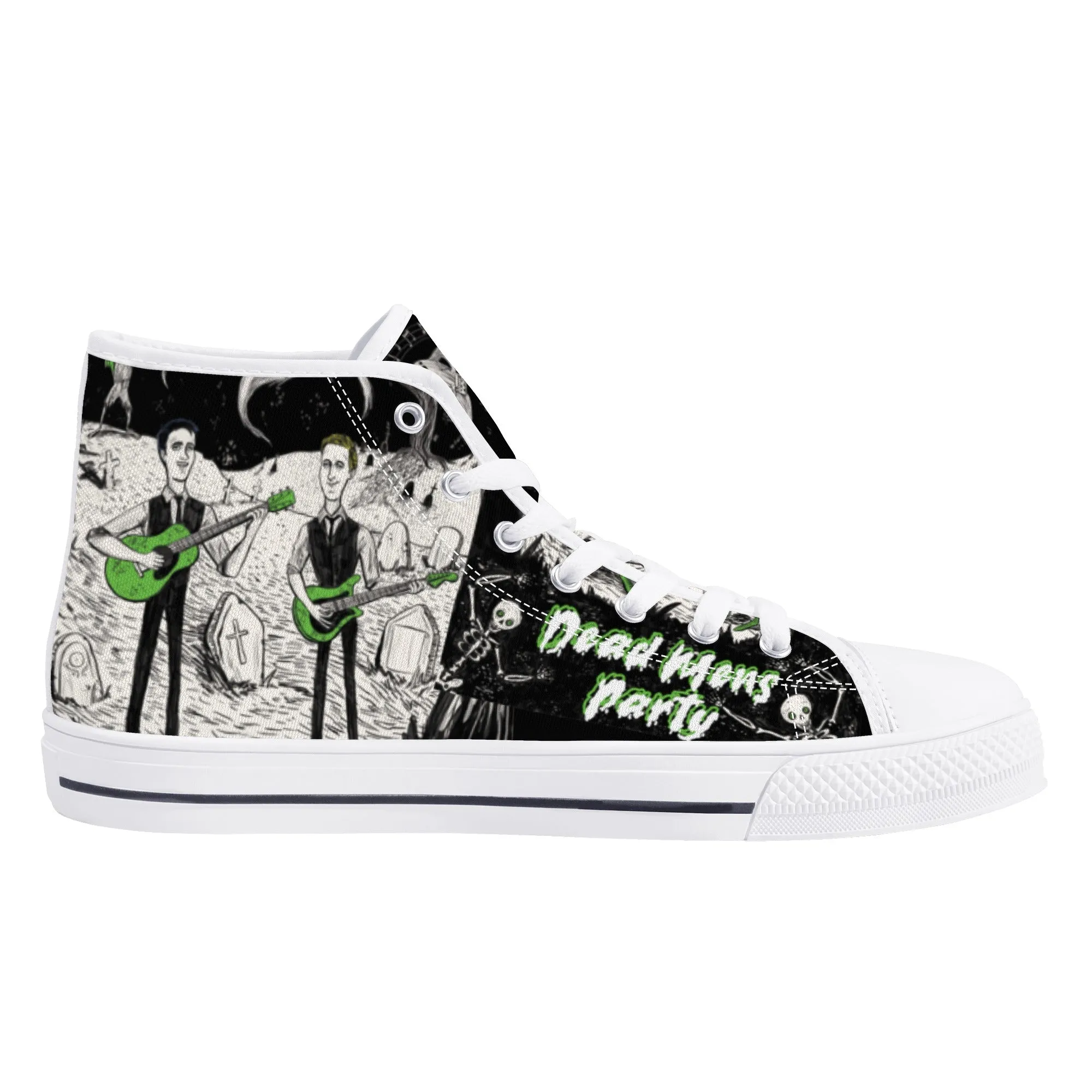 High Top Canvas Sneakers | Printed Tongue | Halloween themed Goth shoes | Spooky Season gift | Oingo Boingo