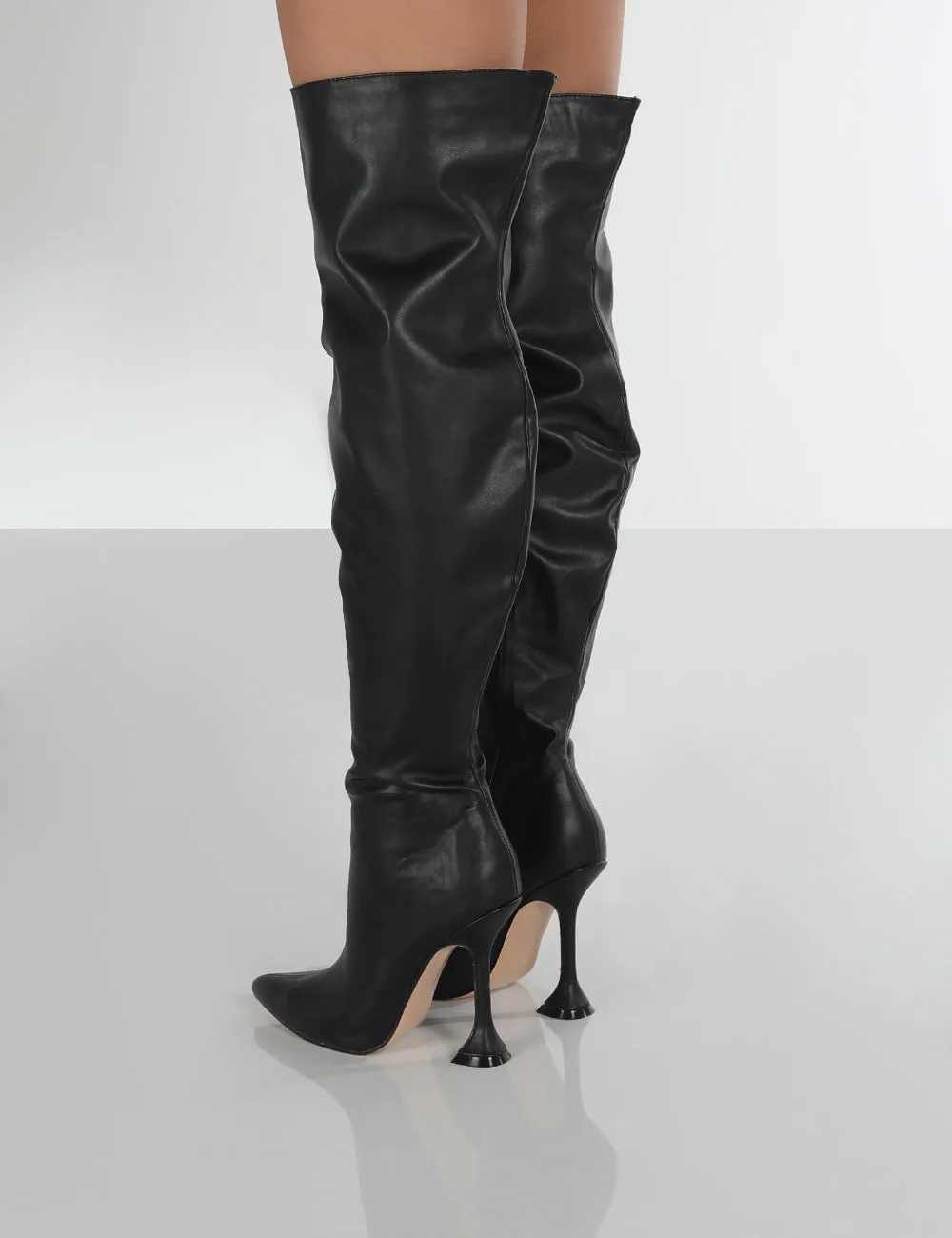 Indica Black PU Over The Knee Boots