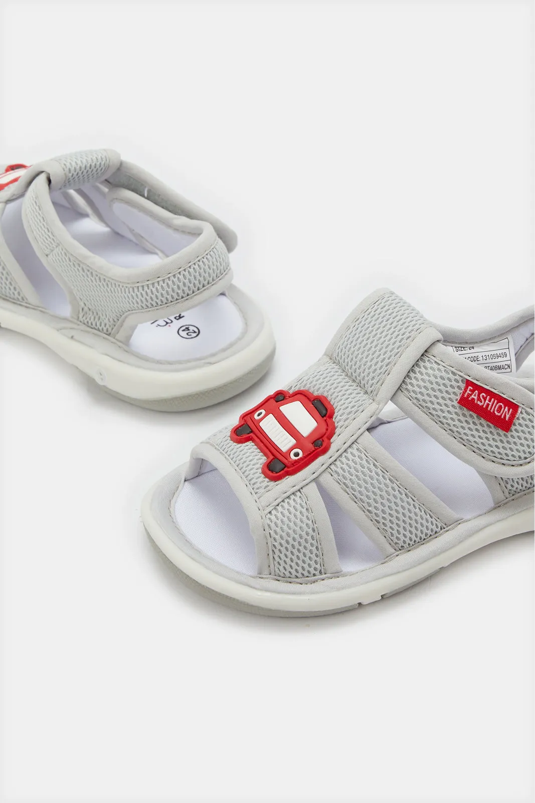 Infant Boys Grey Sounded Sole Sandals