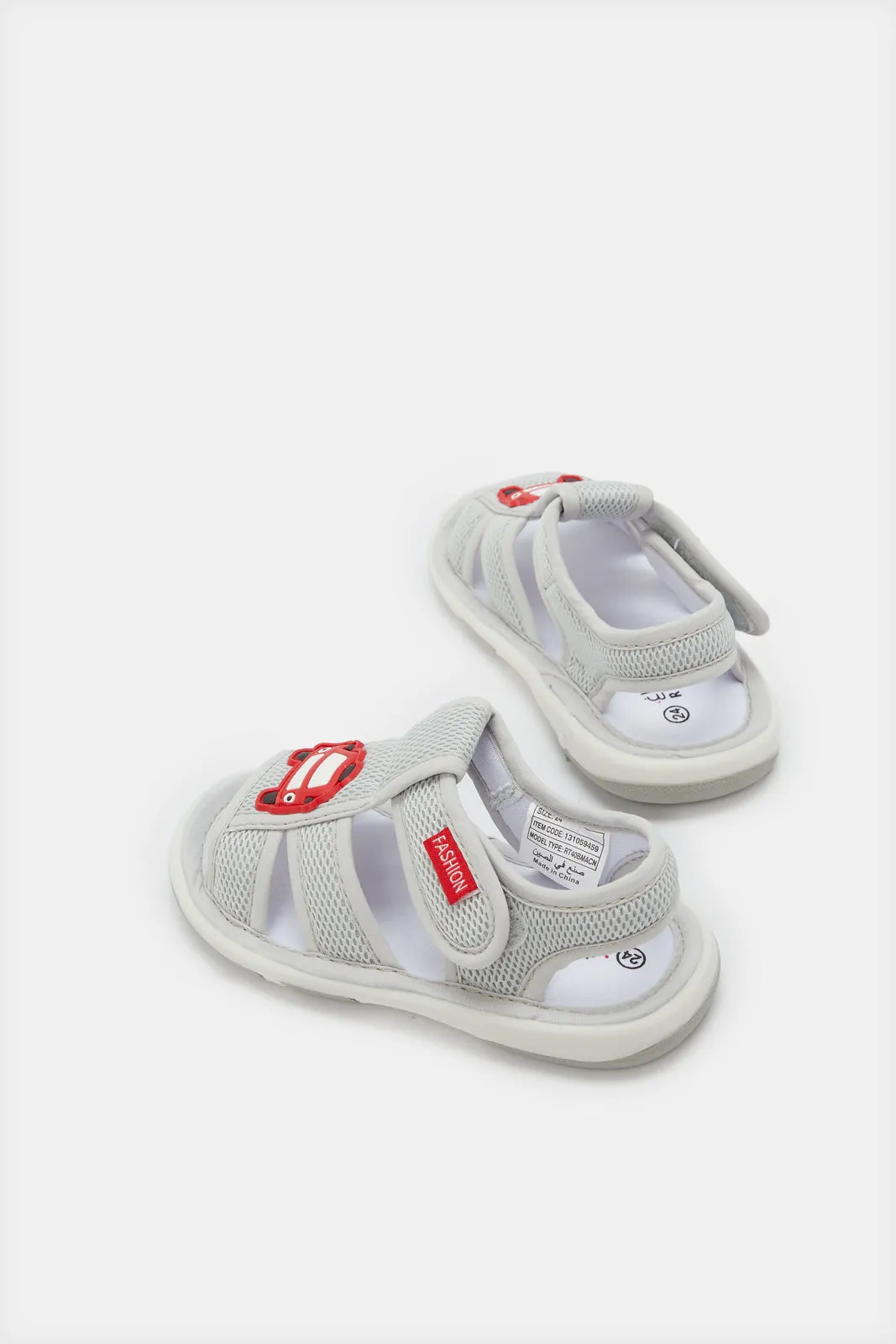 Infant Boys Grey Sounded Sole Sandals