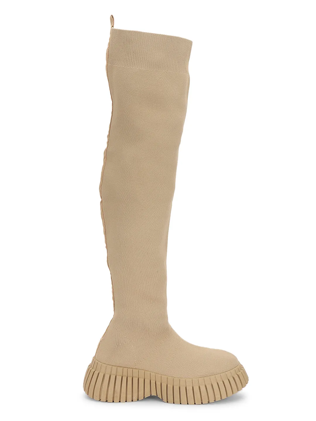 Khaki Knitted High-End-Fashion Stylish Knee Boots (TC-RS3669-KHA)