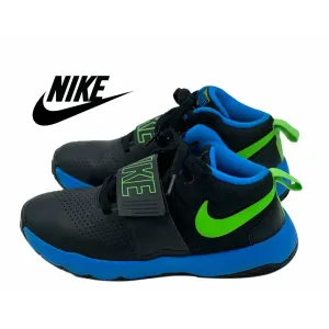 Kids Nike Team Hustle D8 Court Shoe Black/blue/green Size 5.5Y