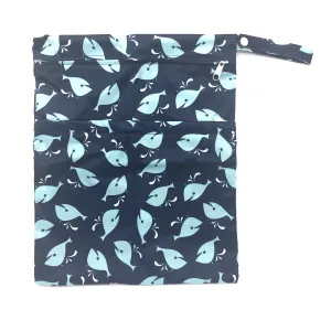 Large Wetbag - Navy Blue Whale Splash