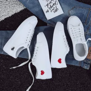 Leather Heart White Sneakers