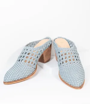 Light Blue Braided Woven Heel Mules