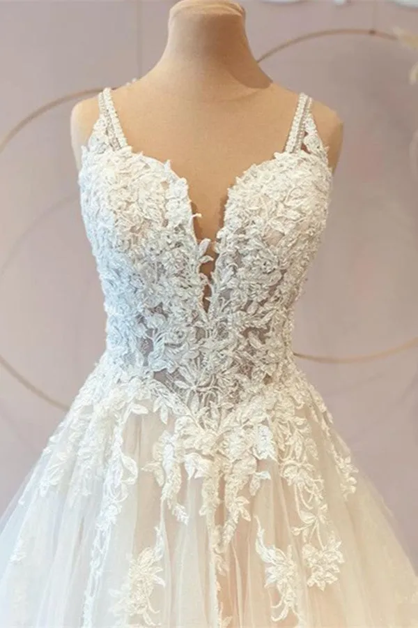 Long Princess Wedding Dress Sweetheart Lace With Tulle Appliques