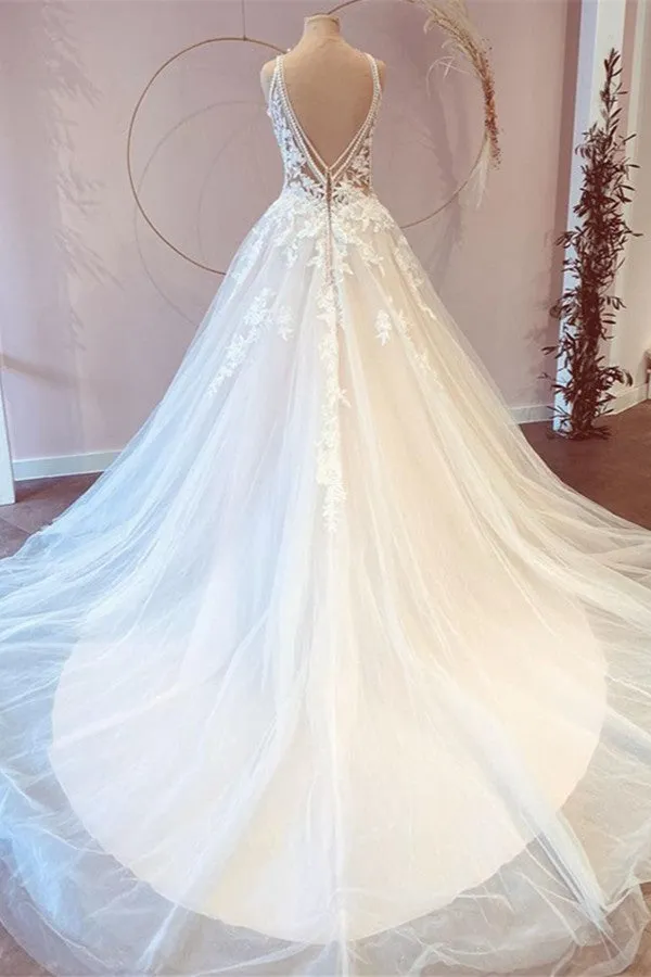 Long Princess Wedding Dress Sweetheart Lace With Tulle Appliques