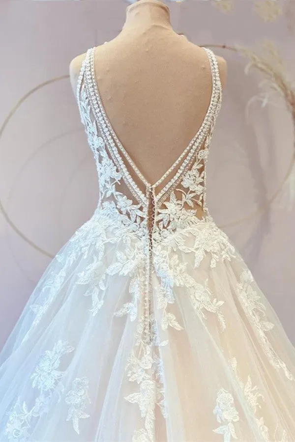 Long Princess Wedding Dress Sweetheart Lace With Tulle Appliques