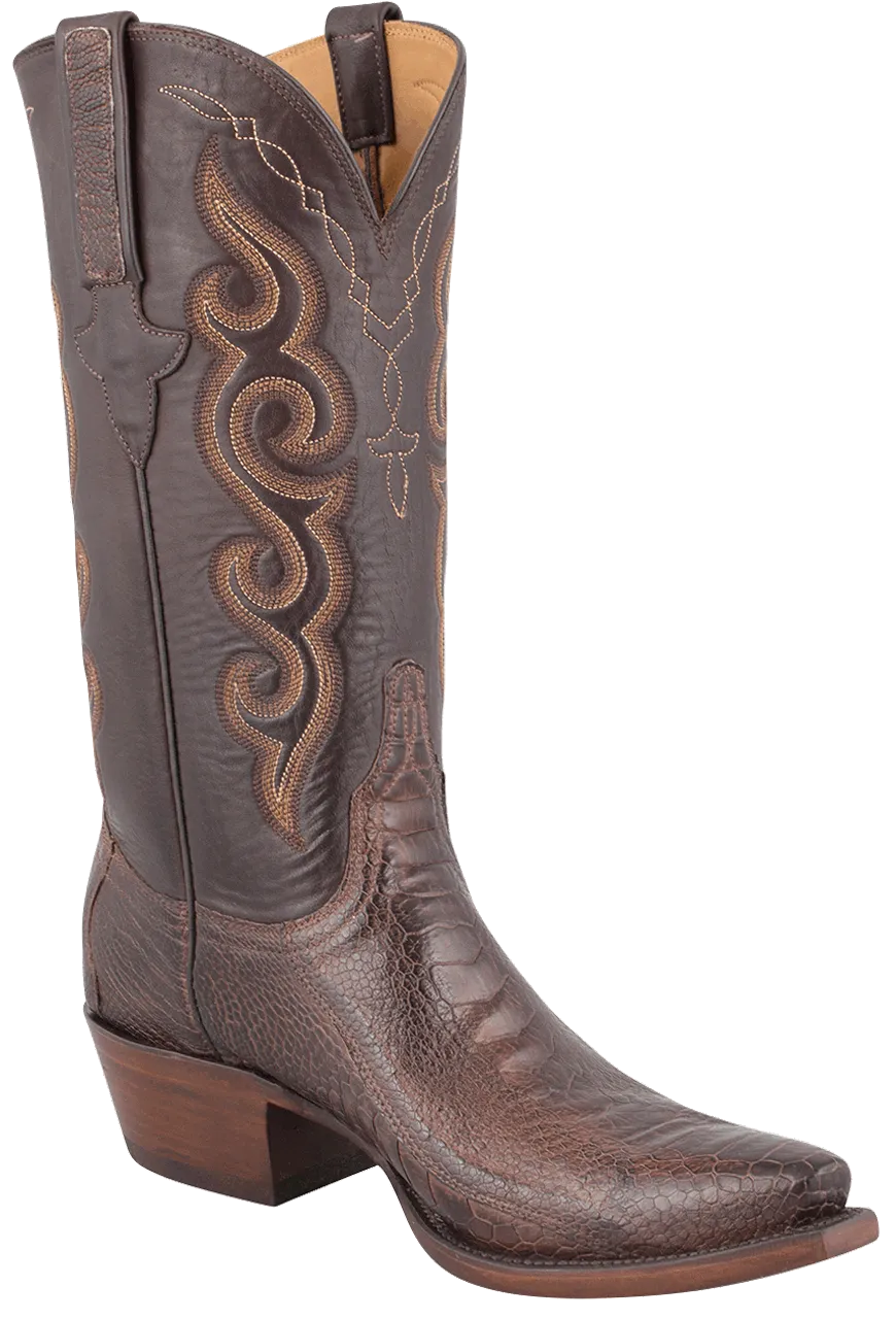 Lucchese Men's Ostrich Leg Cowboy Boots - Matte Chocolate