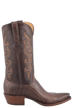 Lucchese Men's Ostrich Leg Cowboy Boots - Matte Chocolate