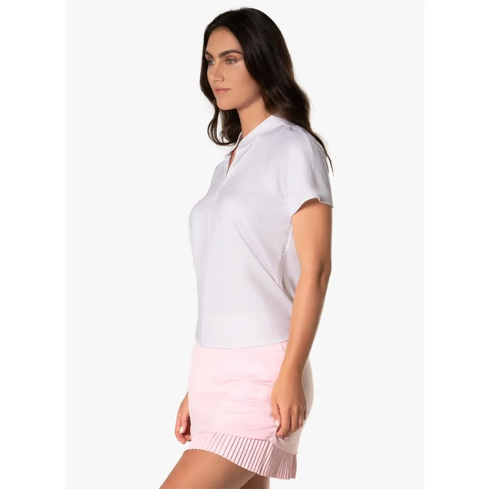 Lucky In Love Women's Deco Grid Tie Back Short Sleeve - White/Pink