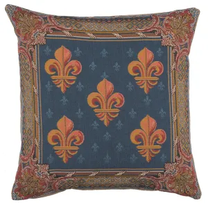 Lys flower In Blue  French Tapestry Cushion