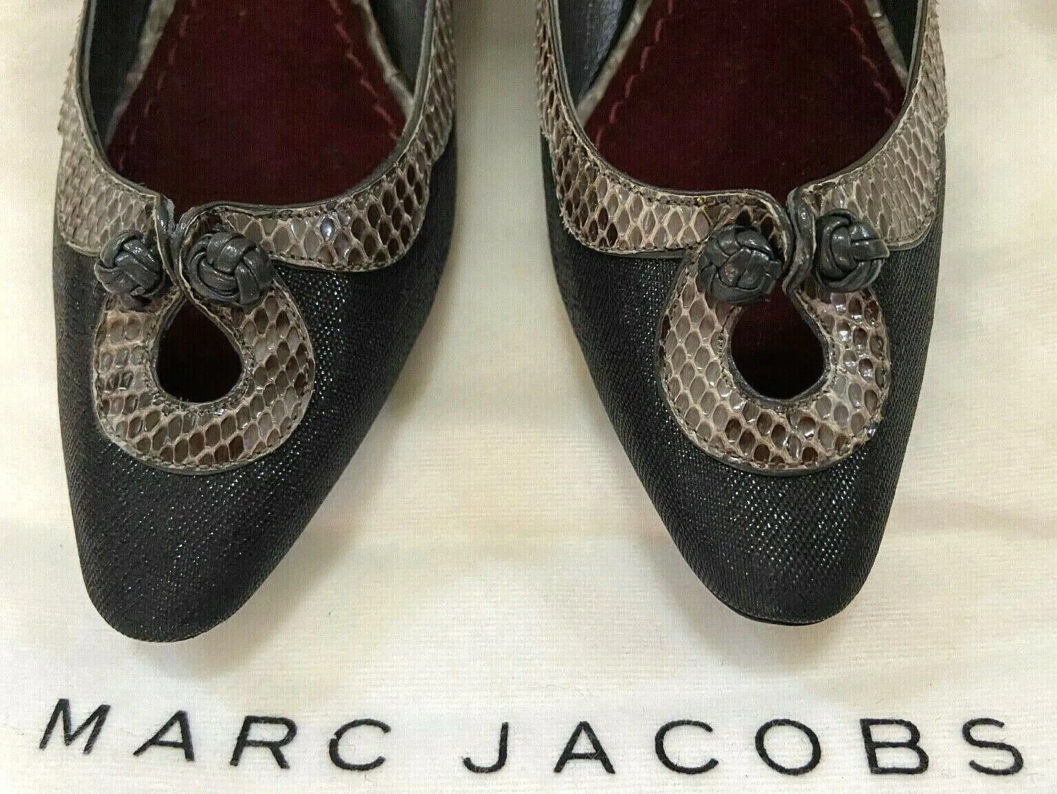 Marc Jacobs Black Low Heeled Toe Cut Out Slipper Court Shoes UK 3.5 US 6 EU 36